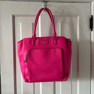 Hot Pink Kate Spade Purse Bag Tote Large Pebble Leather